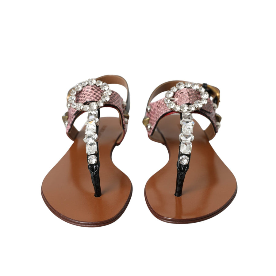 Dolce & Gabbana Multicolor Crystal Sandals Flip Flops Shoes