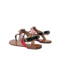 Dolce & Gabbana Multicolor Crystal Sandals Flip Flops Shoes