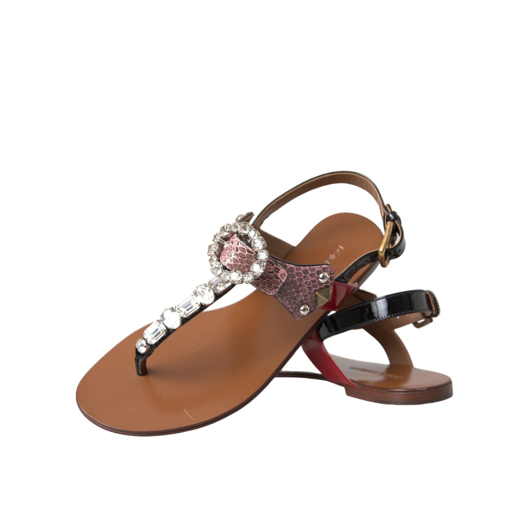 Dolce &amp; Gabbana Multicolor Crystal Sandals Flip Flops Shoes