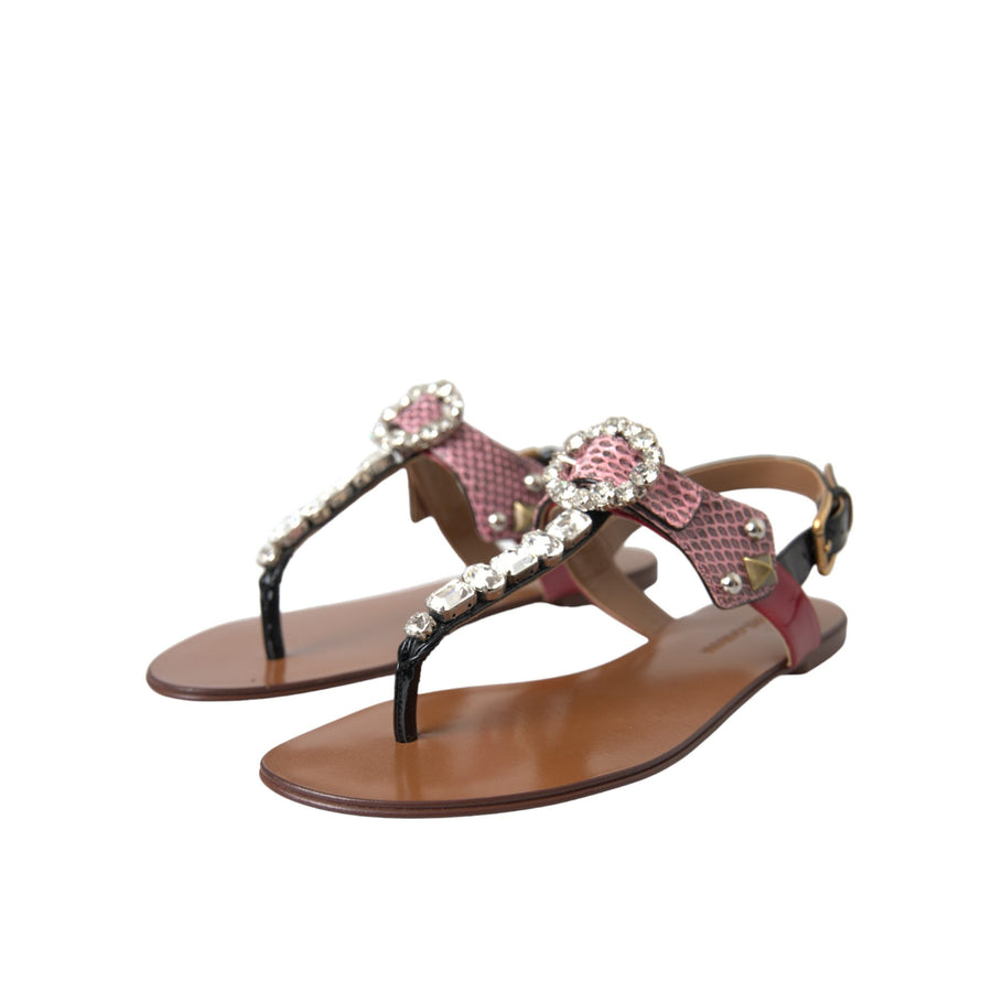 Dolce & Gabbana Multicolor Crystal Sandals Flip Flops Shoes