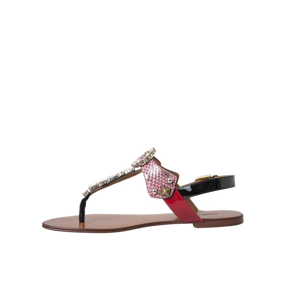 Dolce & Gabbana Multicolor Crystal Sandals Flip Flops Shoes