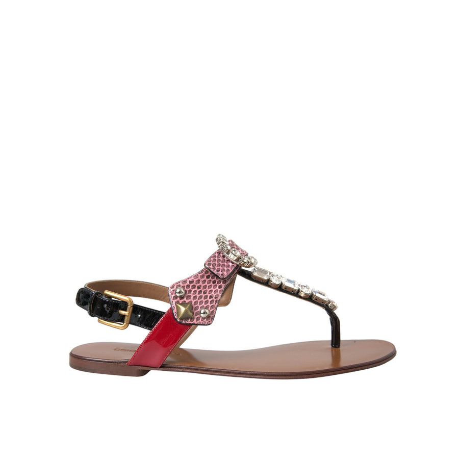 Dolce & Gabbana Multicolor Crystal Sandals Flip Flops Shoes