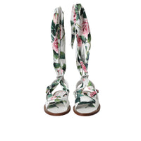 Dolce & Gabbana Multicolor Floral Print Ankle Wrap Sandals Shoes