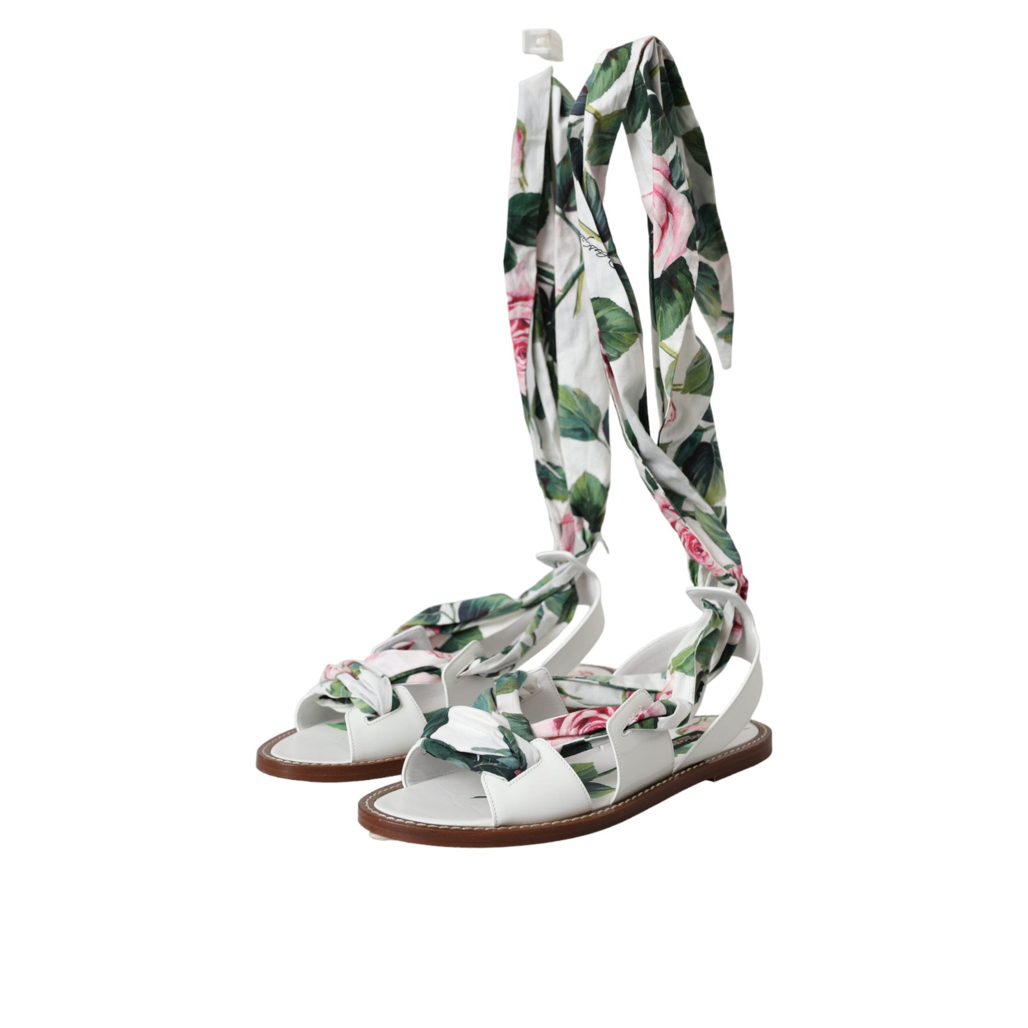 Dolce &amp; Gabbana Multicolor Floral Print Ankle Wrap Sandals Shoes