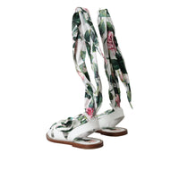 Dolce & Gabbana Multicolor Floral Print Ankle Wrap Sandals Shoes