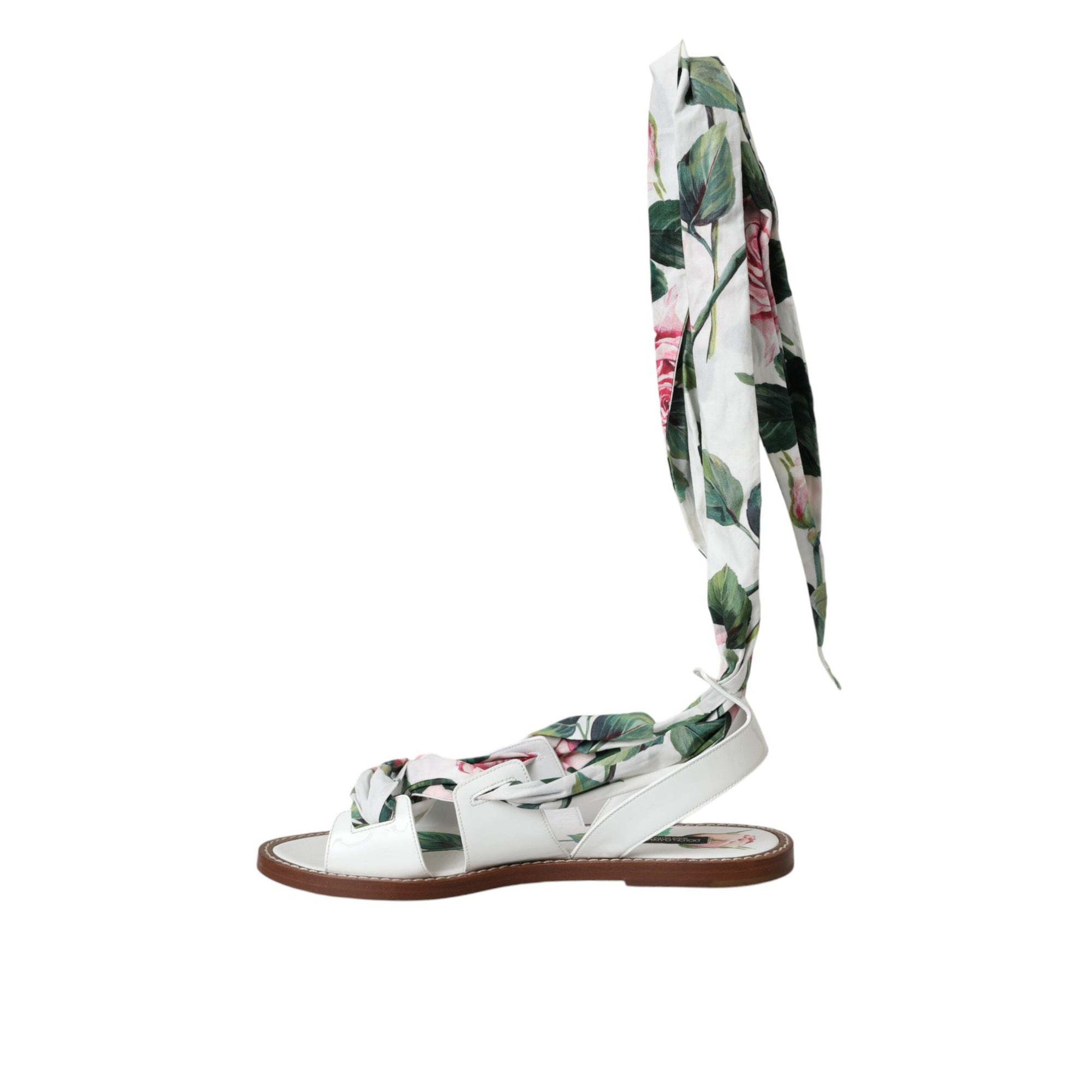 Dolce &amp; Gabbana Multicolor Floral Print Ankle Wrap Sandals Shoes