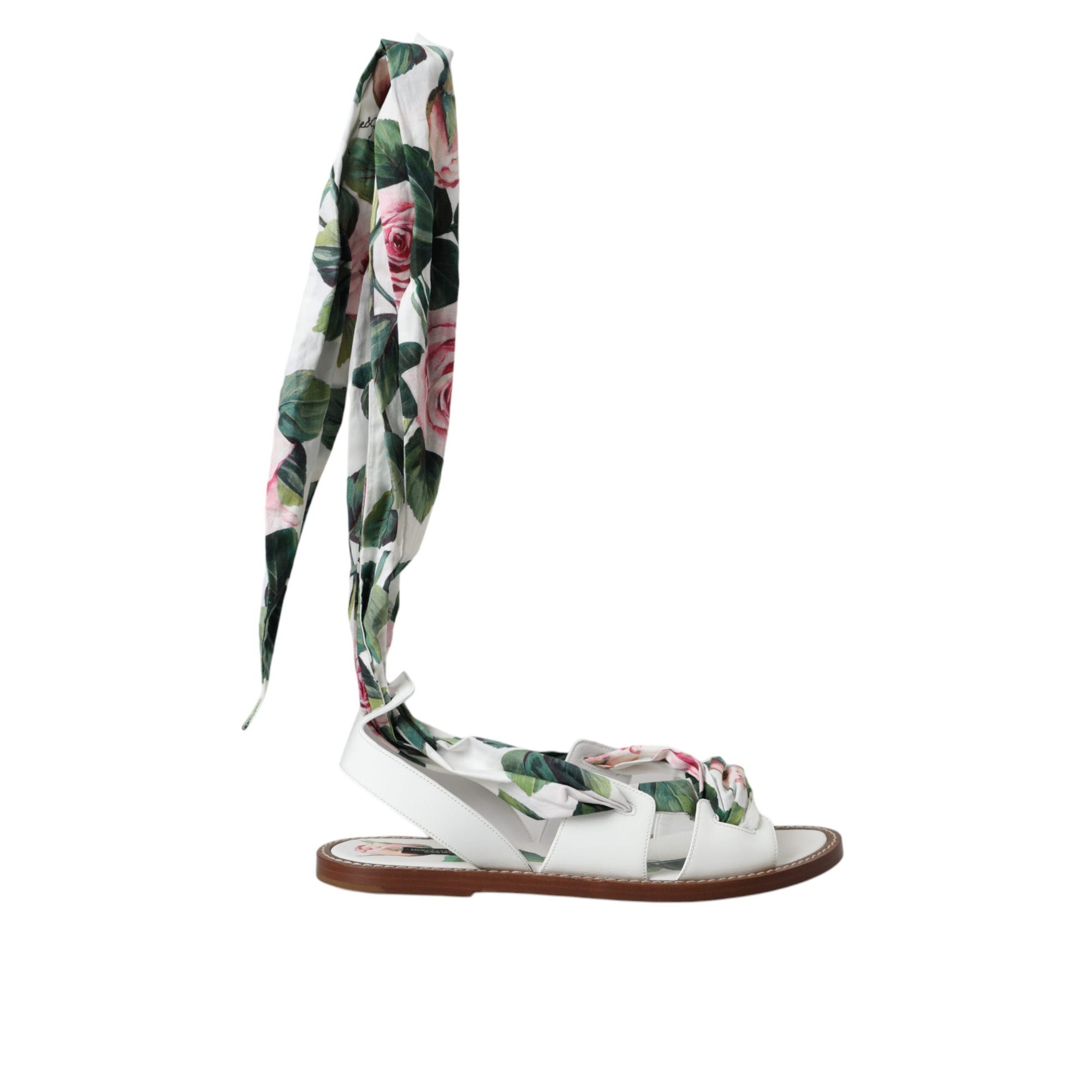 Dolce &amp; Gabbana Multicolor Floral Print Ankle Wrap Sandals Shoes