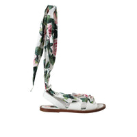 Dolce & Gabbana Multicolor Floral Print Ankle Wrap Sandals Shoes