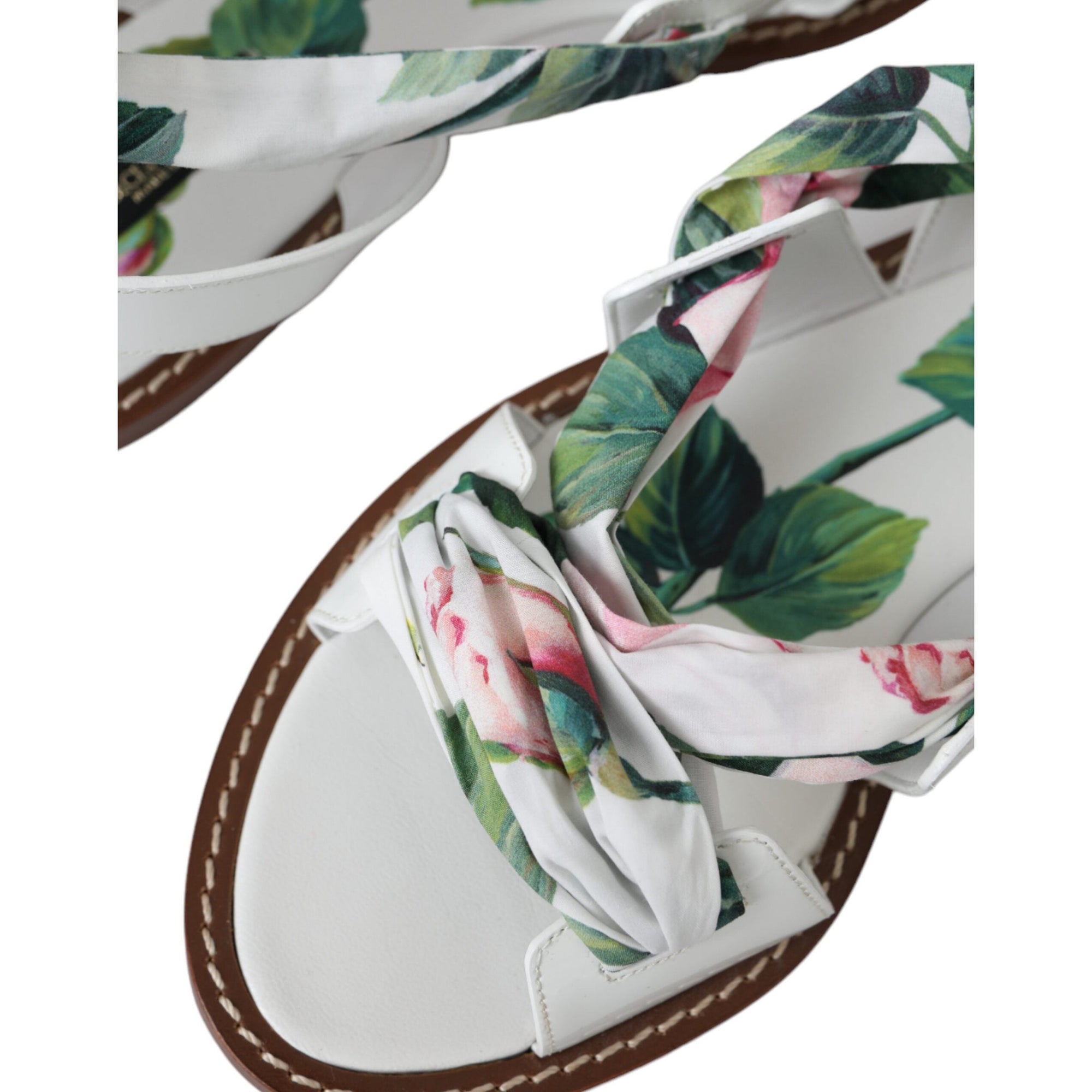 Dolce &amp; Gabbana Multicolor Floral Print Ankle Wrap Sandals Shoes