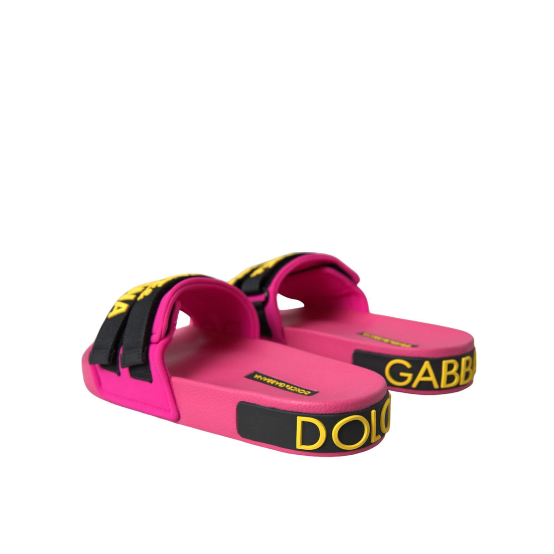 Dolce & Gabbana Pink Black Logo Beachwear Flats Sandals Shoes