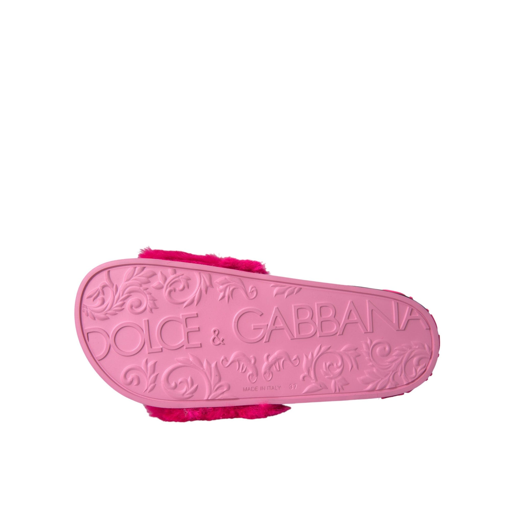 Dolce &amp; Gabbana Multicolor Embroidered Fur Slides Sandals Shoes