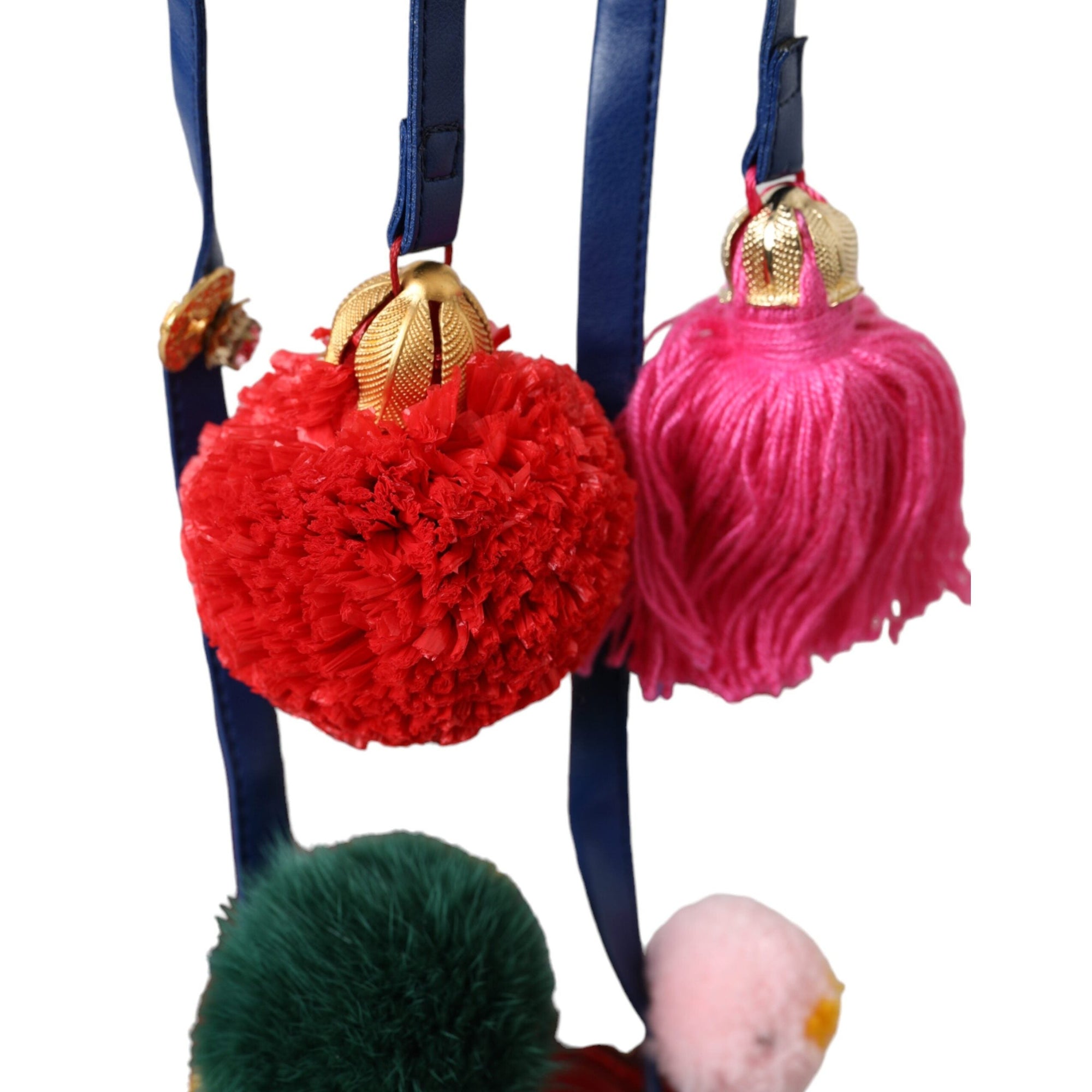 Dolce &amp; Gabbana Multicolor Pom Pom Fur Wrap Sandals Shoes