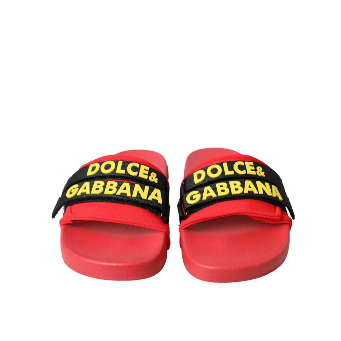 Dolce & Gabbana Red Black Logo Beachwear Flats Sandals Shoes