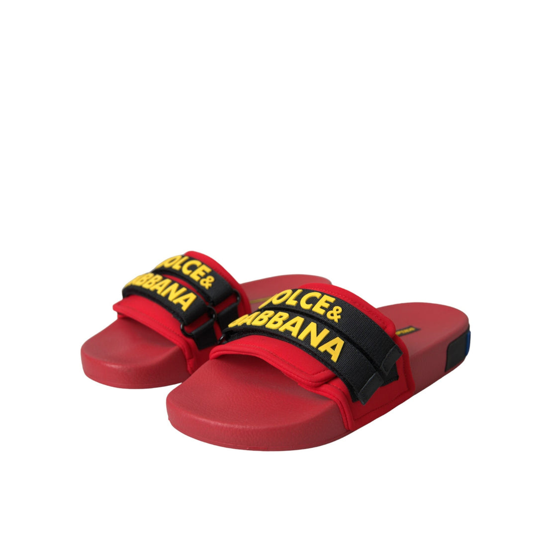 Dolce & Gabbana Red Black Logo Beachwear Flats Sandals Shoes