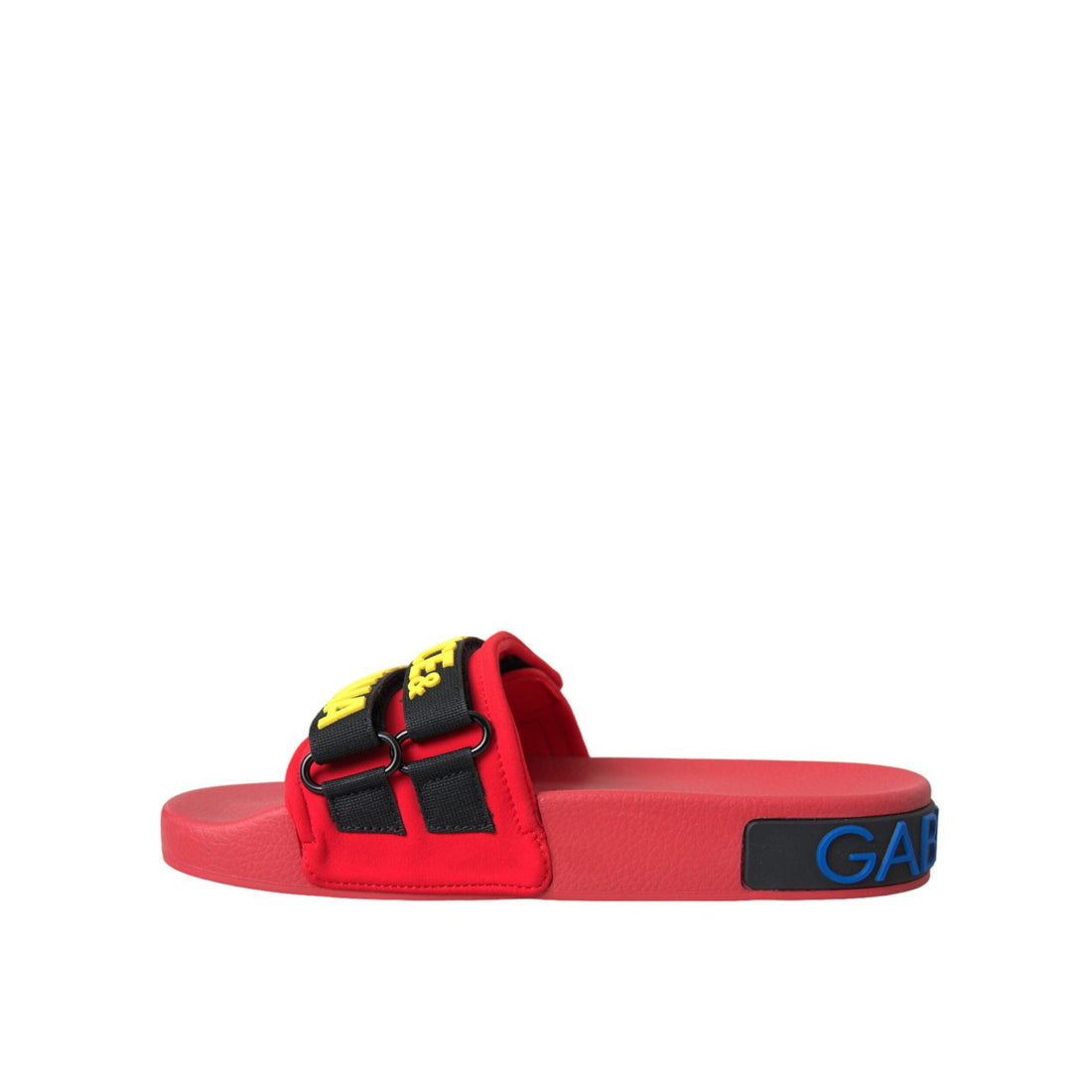 Dolce & Gabbana Red Black Logo Beachwear Flats Sandals Shoes