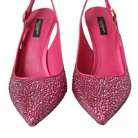 Dolce & Gabbana Pink Strass Crystal Heels Slingbacks Shoes