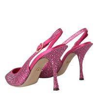 Dolce & Gabbana Pink Strass Crystal Heels Slingbacks Shoes