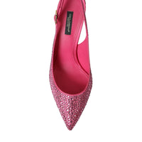 Dolce & Gabbana Pink Strass Crystal Heels Slingbacks Shoes