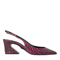 Dolce & Gabbana Maroon Zebra Leather Heels Slingbacks Shoes