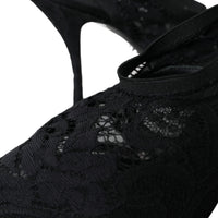 Dolce & Gabbana Black Lace Stretch Heels Slingbacks Shoes