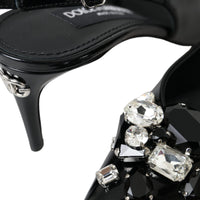 Dolce & Gabbana Black Patent Leather Crystal Slingback Shoes