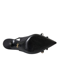 Dolce & Gabbana Black Crystal Embellished Slingback Shoes