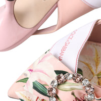 Dolce & Gabbana Pink Lily Crystal Cady Slingback Heel Shoes