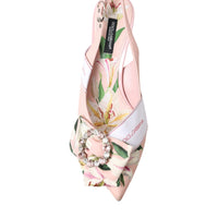 Dolce & Gabbana Pink Lily Crystal Cady Slingback Heel Shoes