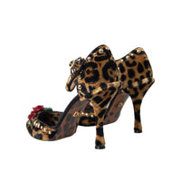 Dolce & Gabbana Brown Leopard Floral Crystal Mary Janes Pumps Shoes