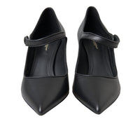 Dolce & Gabbana Black Leather Logo Heels Mary Janes Pumps Shoes