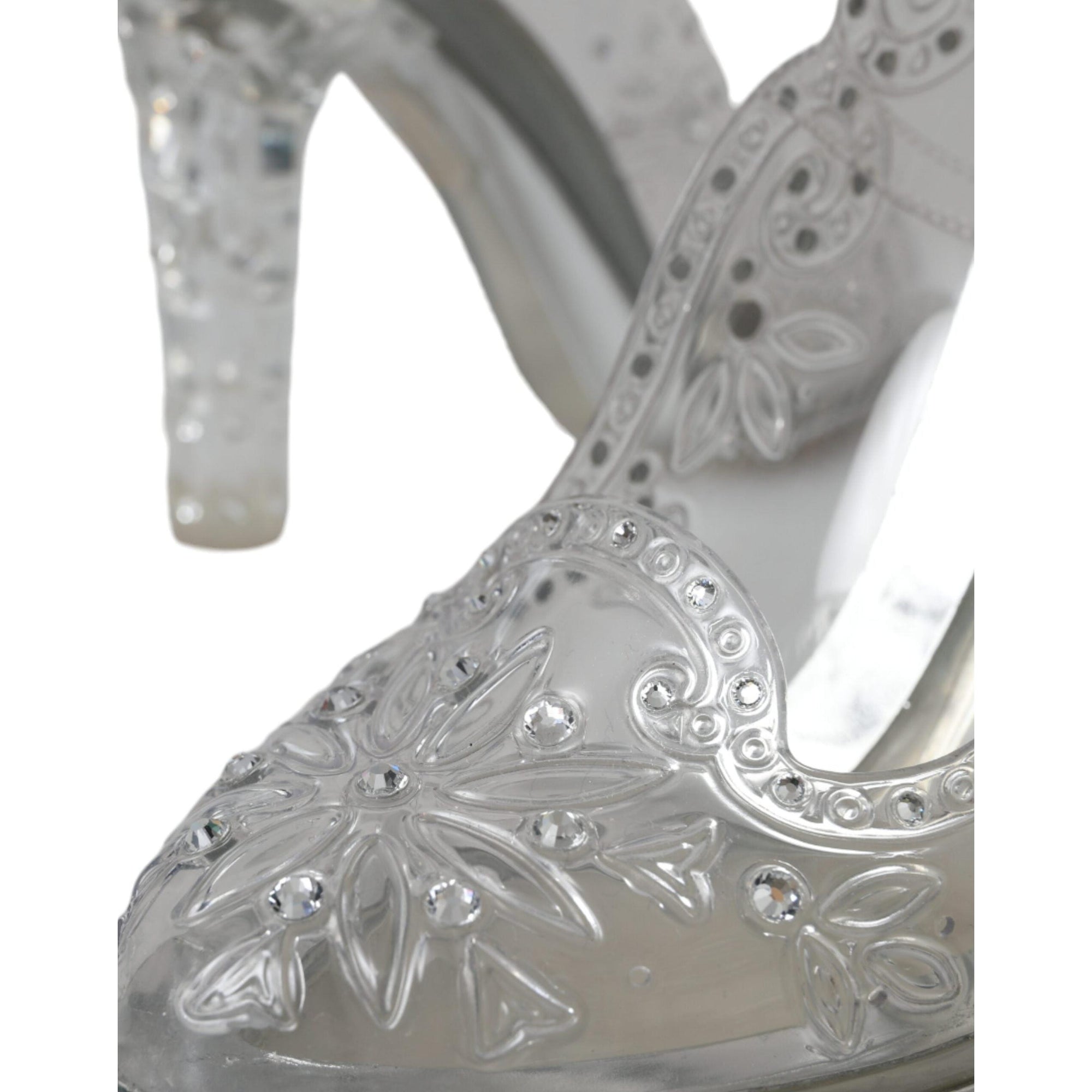 Dolce &amp; Gabbana Clear Floral Crystal Heels CINDERELLA Shoes