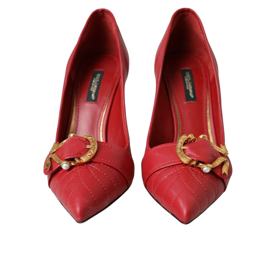 Dolce & Gabbana Red Devotion Leather Heels Pumps Shoes