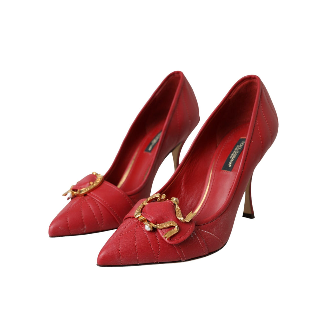 Dolce & Gabbana Red Devotion Leather Heels Pumps Shoes