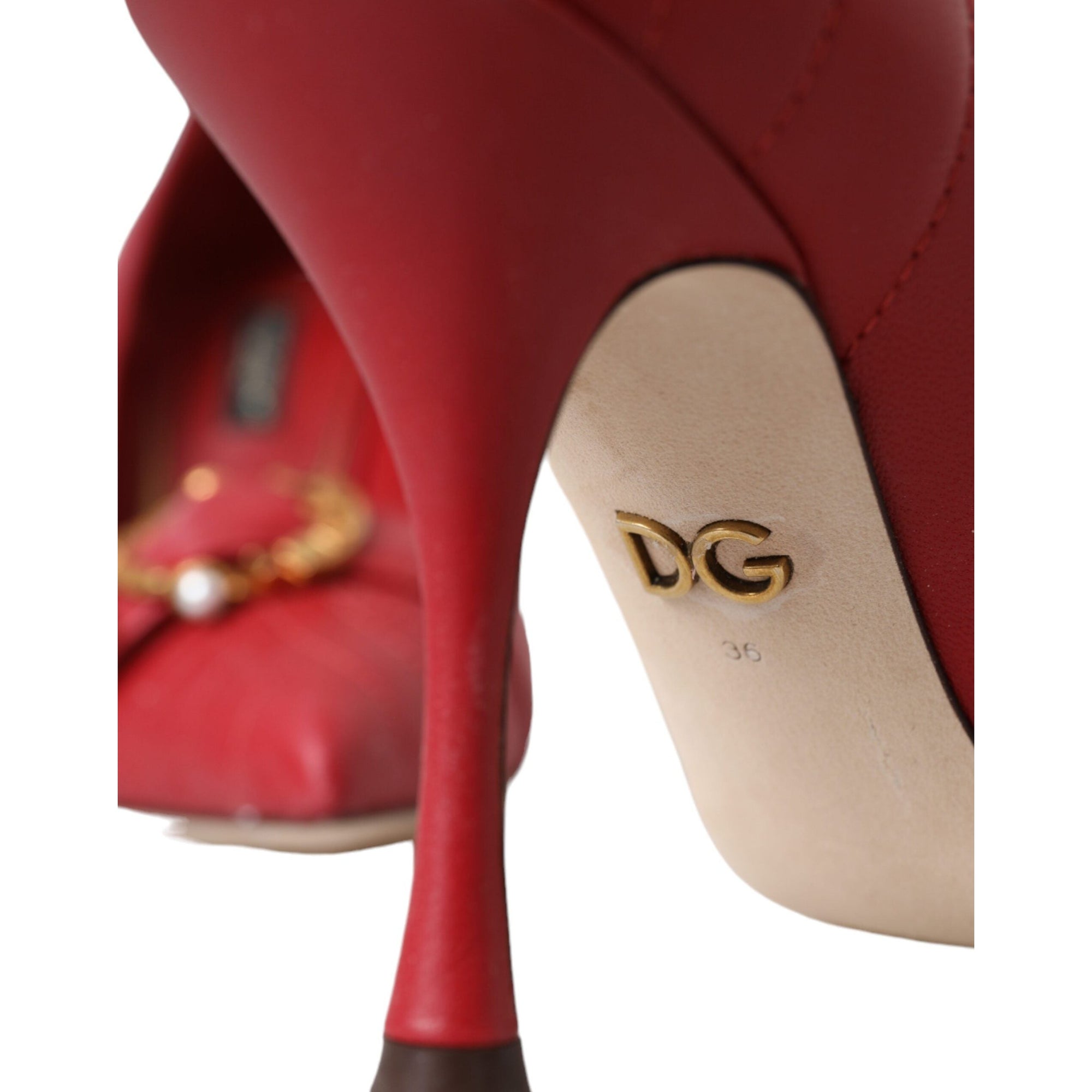 Dolce &amp; Gabbana Red Devotion Leather Heels Pumps Shoes