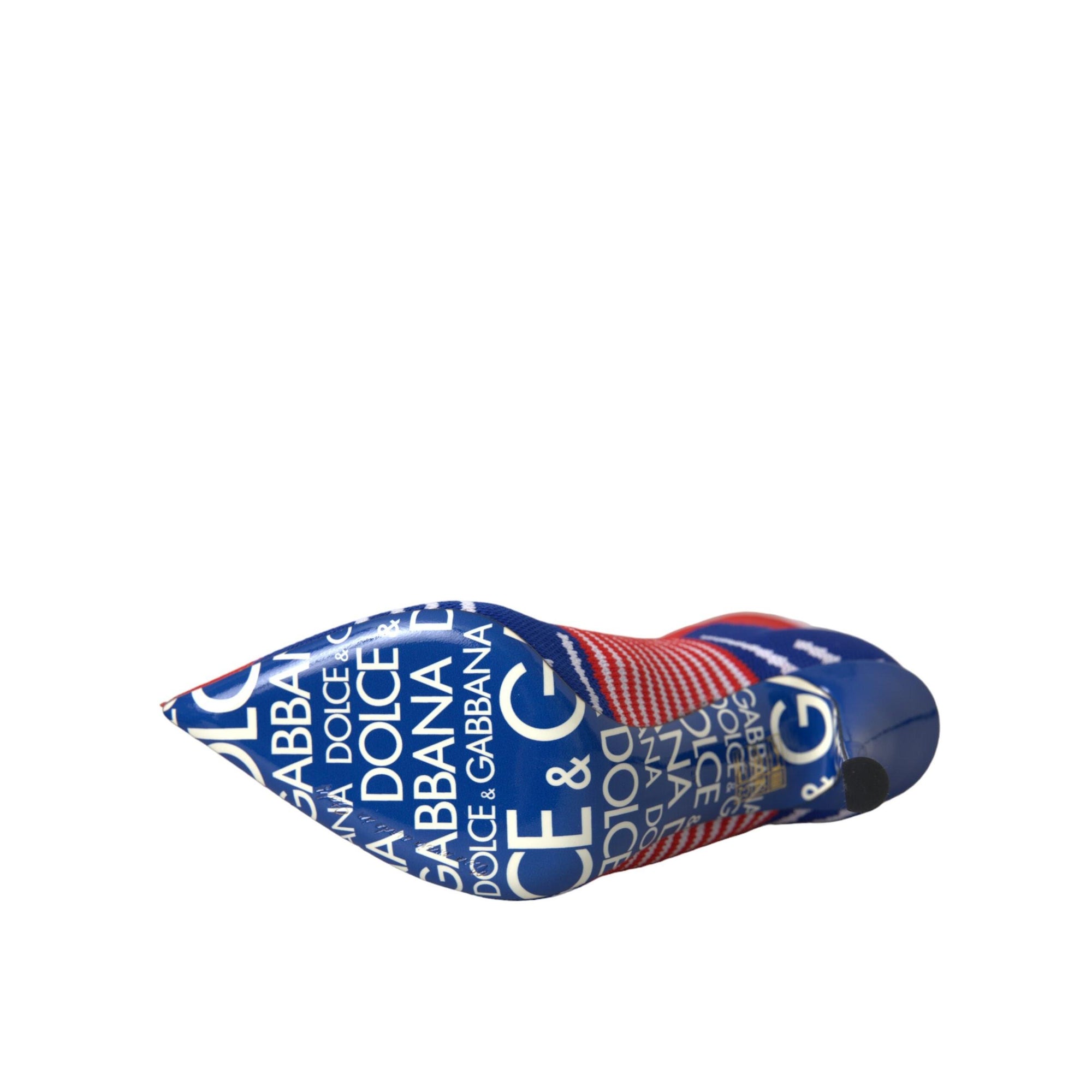 Dolce &amp; Gabbana Red Blue Stretch Sock Style Ankle Boots Logo Shoes