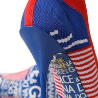 Dolce & Gabbana Red Blue Stretch Sock Style Ankle Boots Logo Shoes