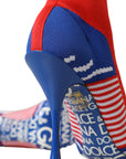 Dolce & Gabbana Red Blue Stretch Sock Style Ankle Boots Logo Shoes