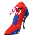 Dolce & Gabbana Red Blue Stretch Sock Style Ankle Boots Logo Shoes