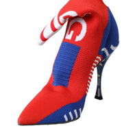 Dolce & Gabbana Red Blue Stretch Sock Style Ankle Boots Logo Shoes