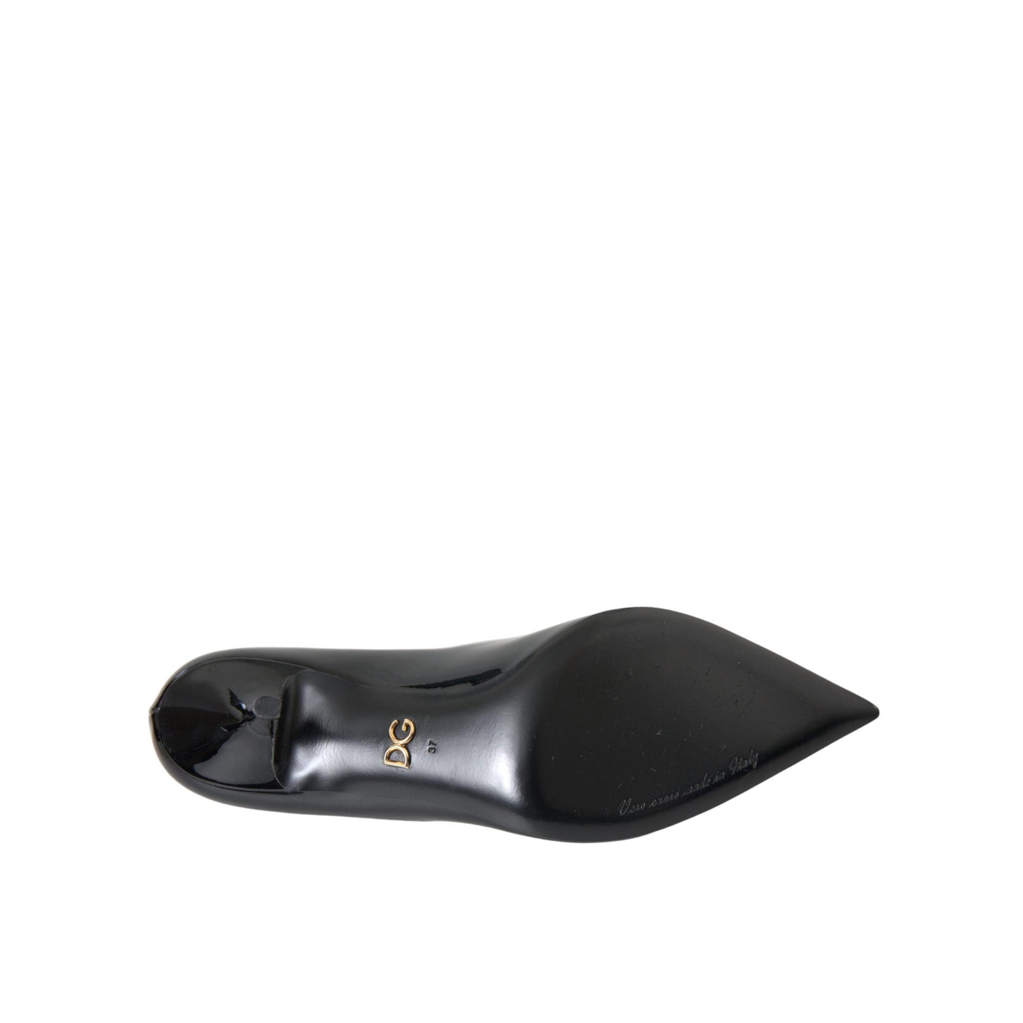 Dolce &amp; Gabbana Black Patent Leather Heels Pumps Shoes