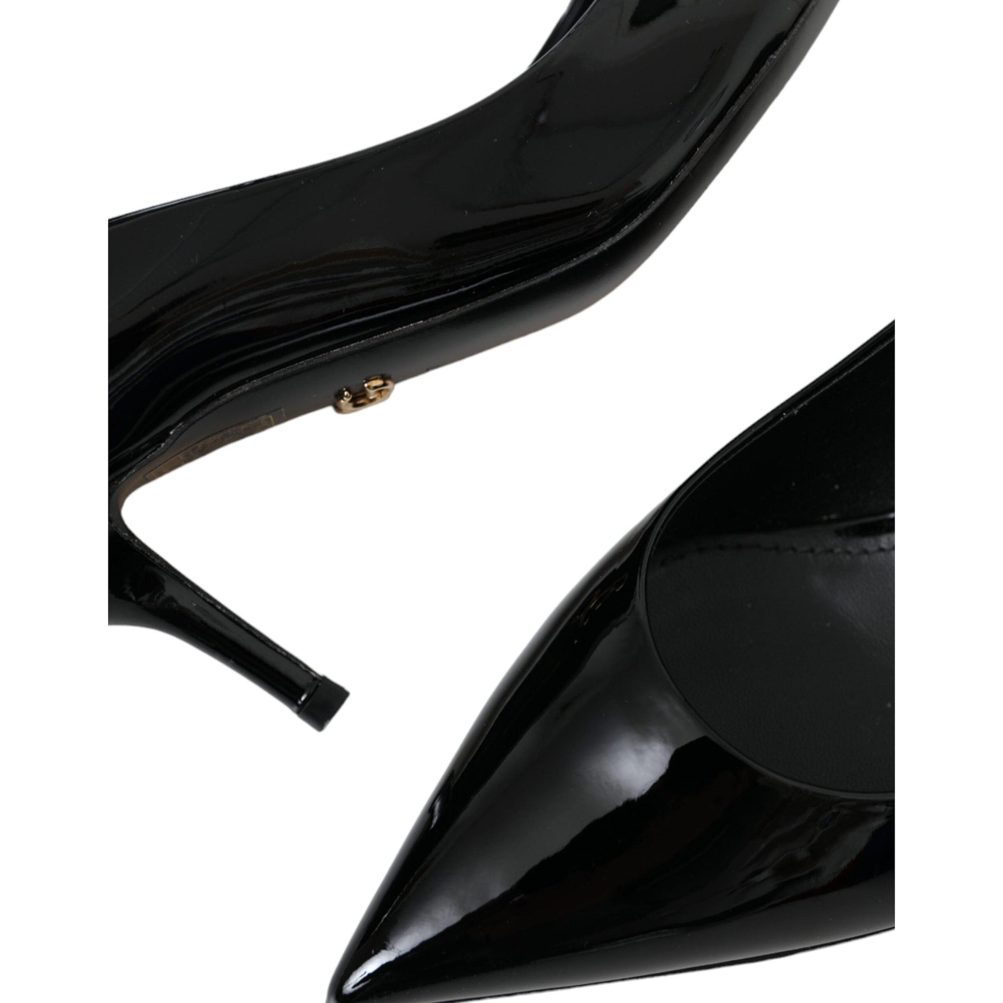 Dolce &amp; Gabbana Black Patent Leather Heels Pumps Shoes