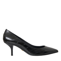 Dolce & Gabbana Black Eel Leather Kitten Heels Pumps Shoes