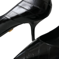 Dolce & Gabbana Black Eel Leather Kitten Heels Pumps Shoes