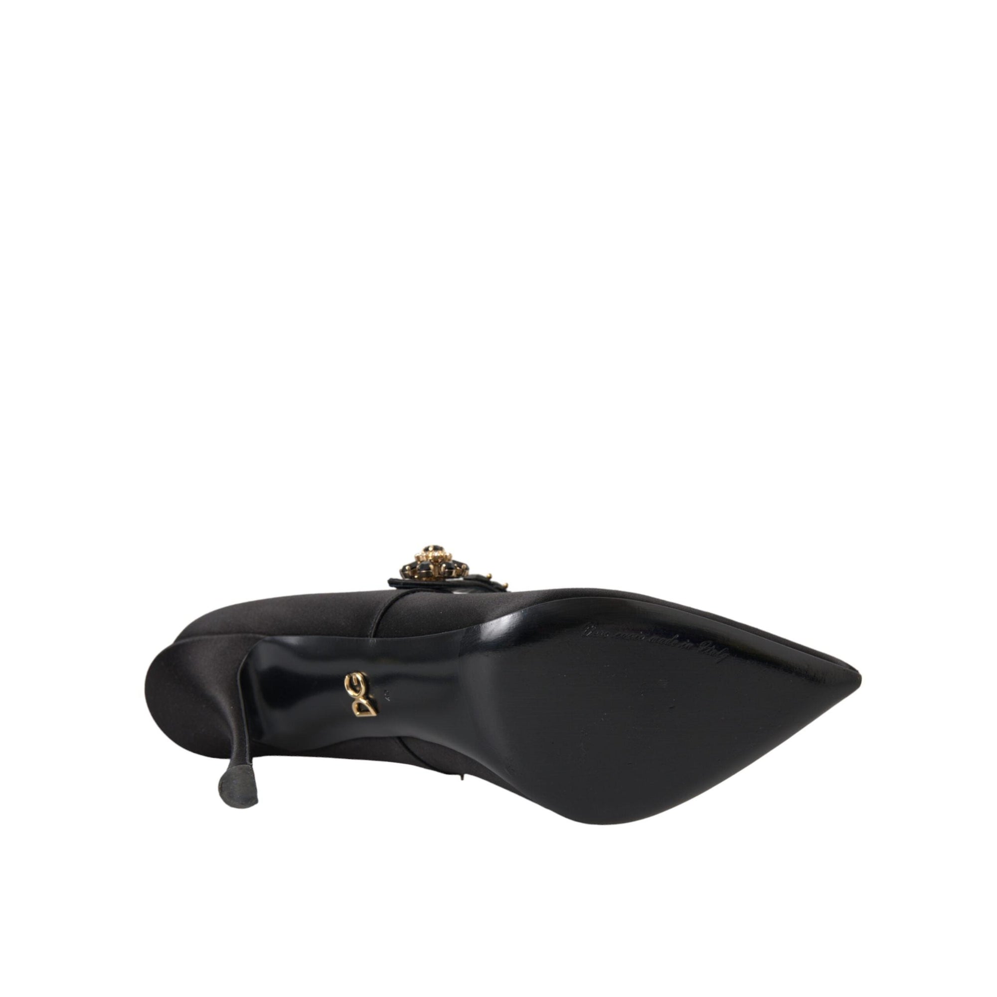 Dolce &amp; Gabbana Black Mary Jane Crystal Heels Pumps Shoes