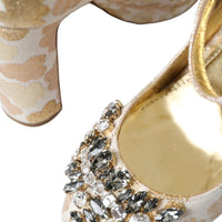 Dolce & Gabbana Gold Jacquard Crystal Vally Heels Pumps Shoes