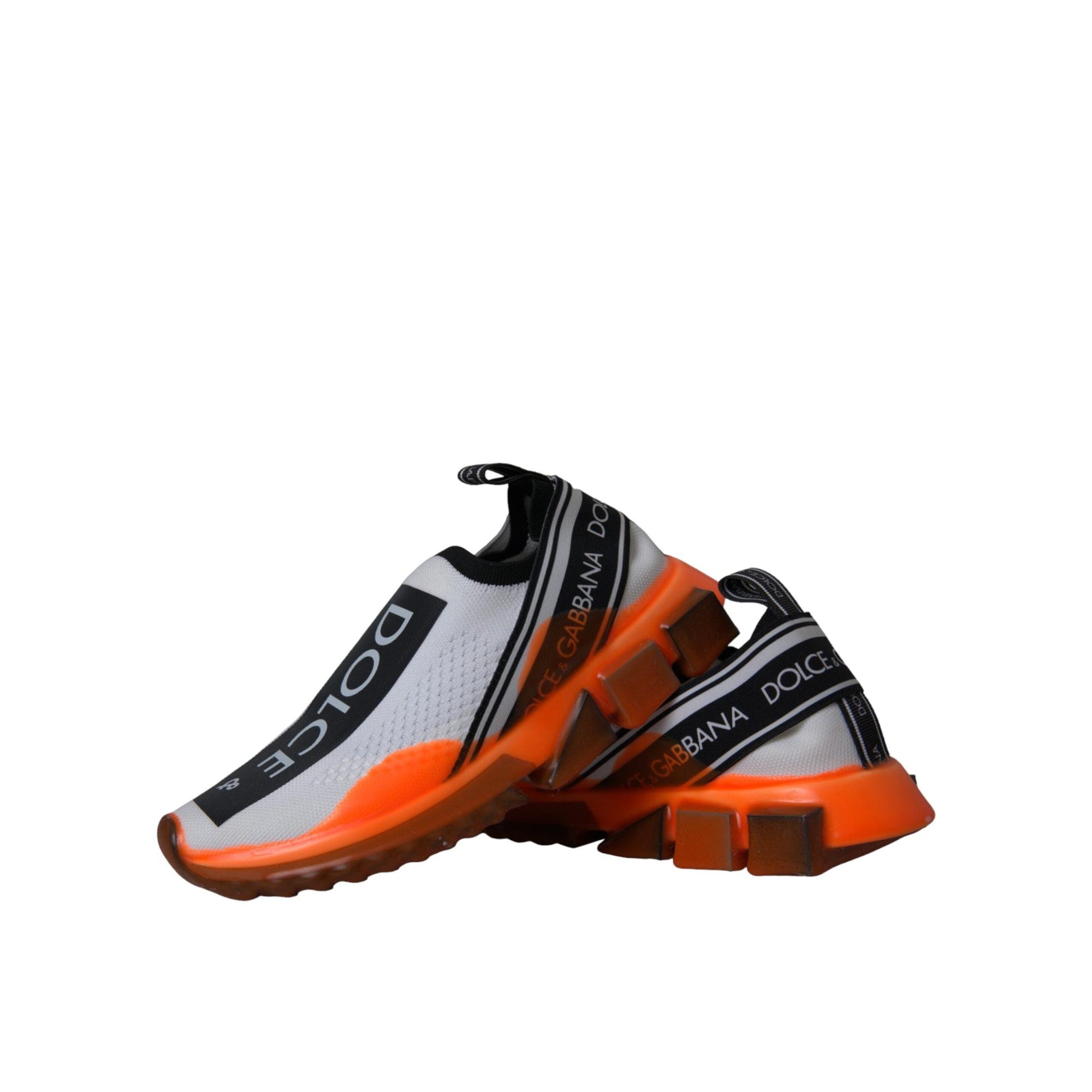 Dolce &amp; Gabbana Black White Orange Slip On Sorrento Sneakers Shoes