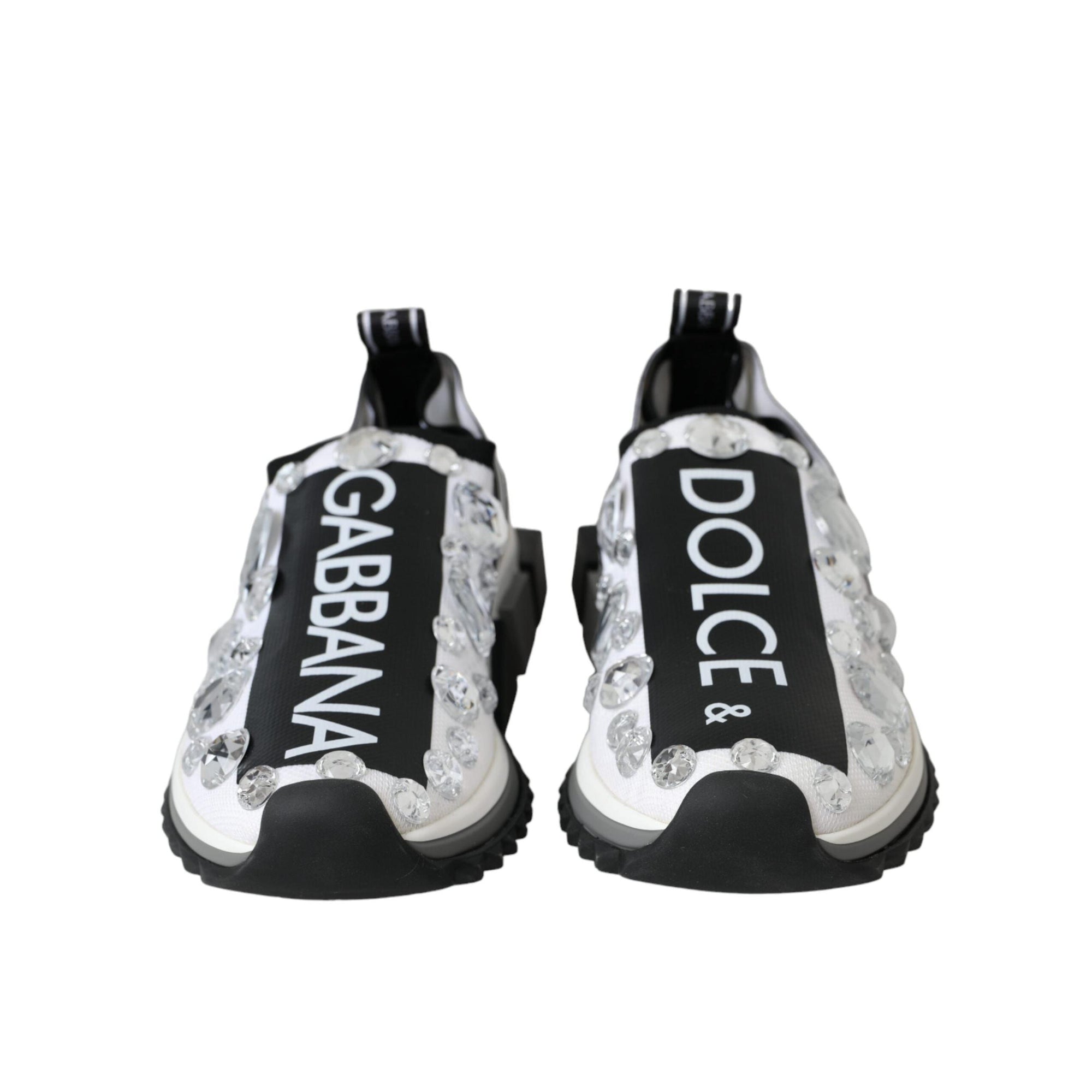 Dolce &amp; Gabbana White Sorrento Crystals Sneakers Shoes