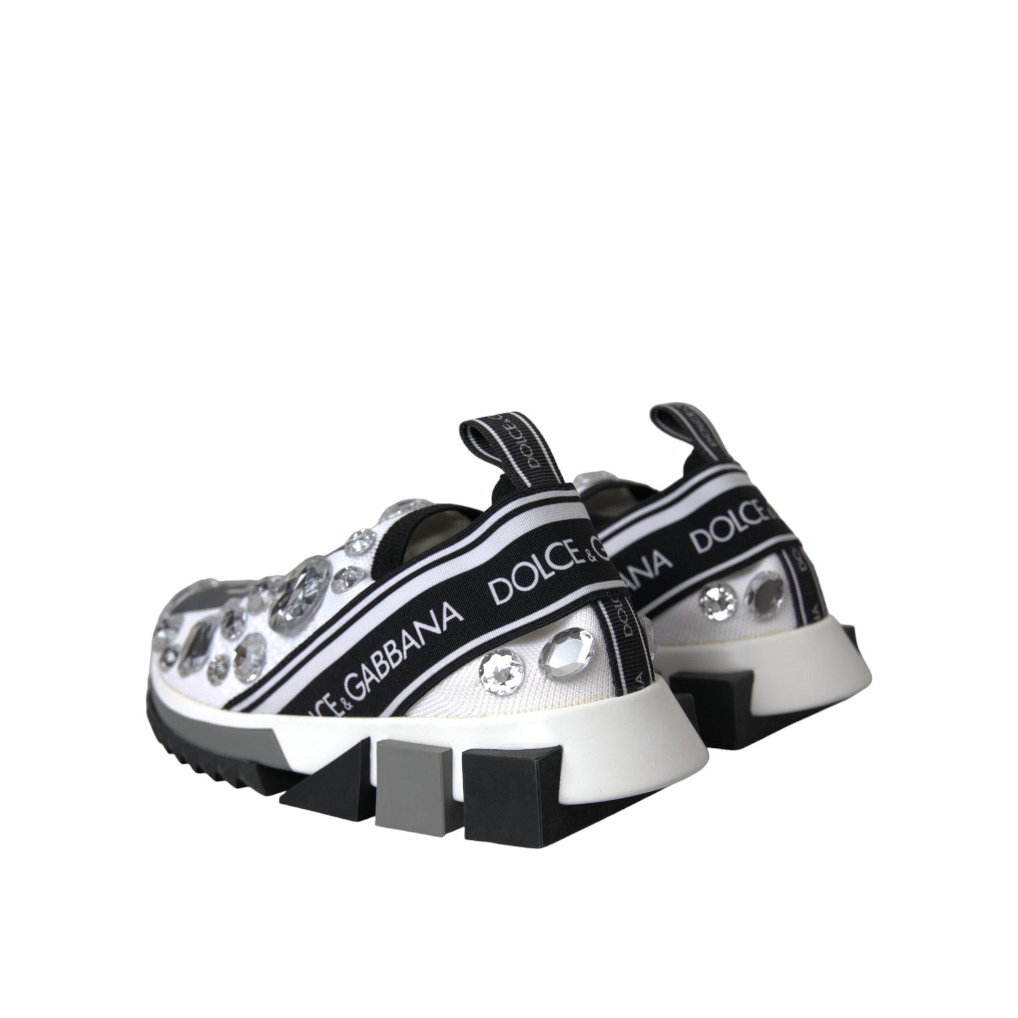 Dolce &amp; Gabbana White Sorrento Crystals Sneakers Shoes