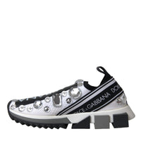 Dolce & Gabbana White Sorrento Crystals Sneakers Shoes