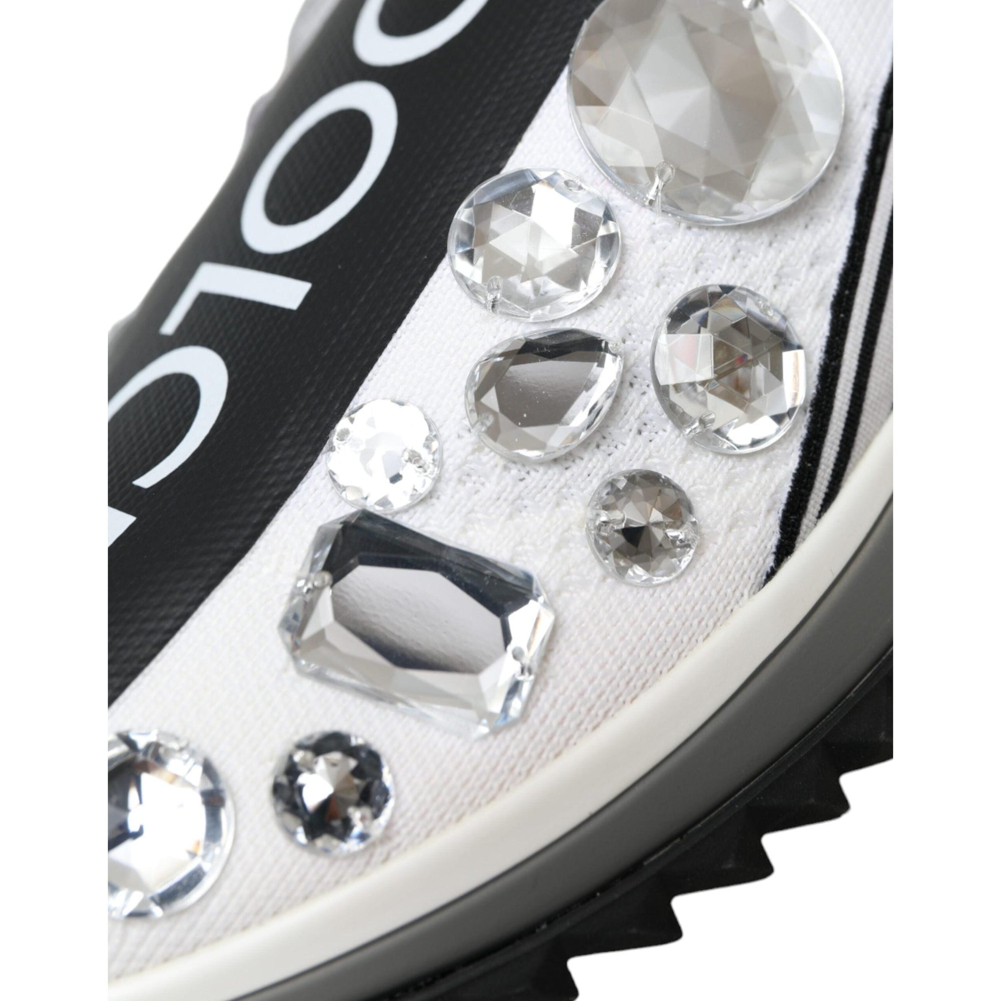 Dolce &amp; Gabbana White Sorrento Crystals Sneakers Shoes